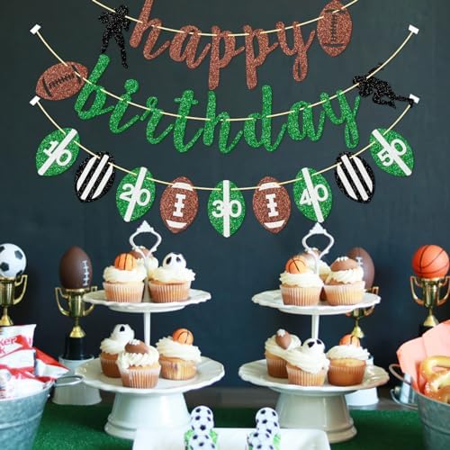 Football Birthday Banner Set with Glitter