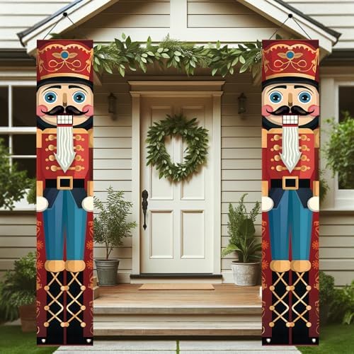 2PCS Christmas Nutcracker Banners for Front Porch