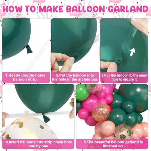 Amandir 165Pcs Flamingo Tropical Balloon Arch Kit