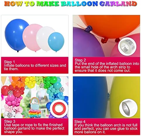 PERPAOL 146pcs Rainbow Balloon Arch Kit with Star Foil Confetti Balloons