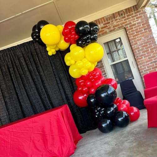 Mouse Balloons Garland Arch Kit 100pcs Red Black Yellow Confetti Balloons