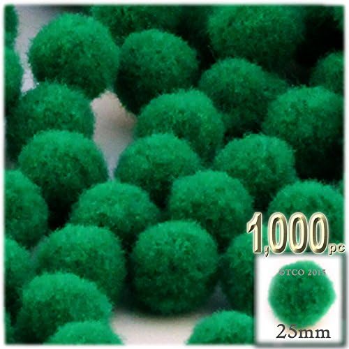 The Crafts Outlet 1000 Piece Acrylic Pom Poms Emerald Green