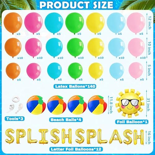 Tropical Hawaiian Luau Balloon Garland Arch Kit 160Pcs