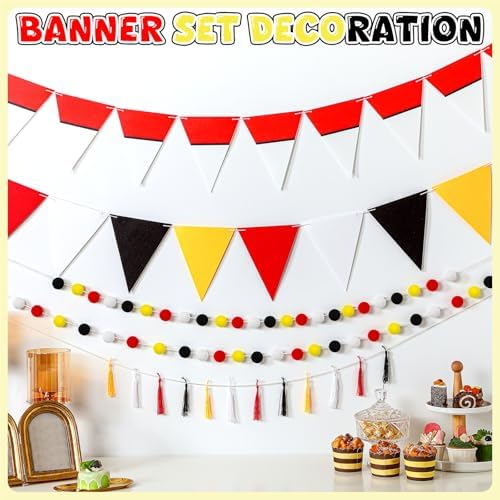 5 Pcs Cartoon Birthday Party Decor Banners Flags