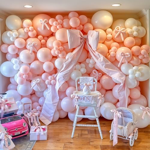 Pink Bow Balloon Arch Kit 91 Pcs Birthday Decor