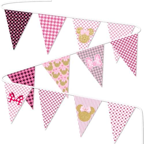 Minnie Themed Birthday Banner for Girls Pink and Gold
