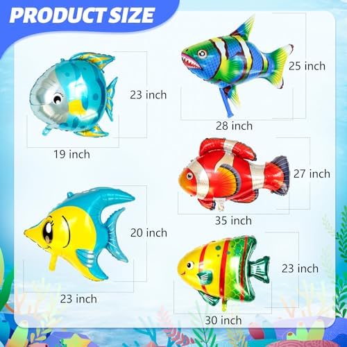 Fish Balloons Decoration 10PCS for Kids Birthday