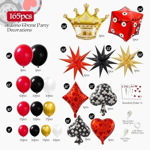 MURDIZZO 165pcs Casino Balloon Arch Decor Kit
