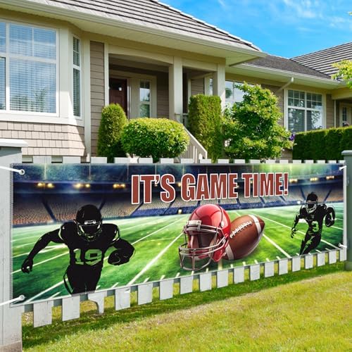Hooqict Football Banner Game Time Party Decor