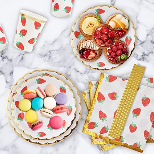 PULNDA Strawberry Disposable Tableware Set 120 Pieces