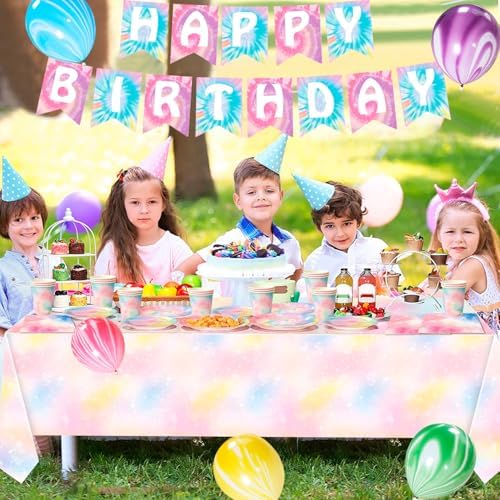 Tie Dye Birthday Decorations 138pcs Party Set