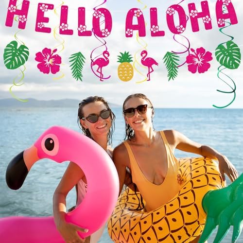 Hawaiian Aloha Flamingo Party Decorations 21pcs