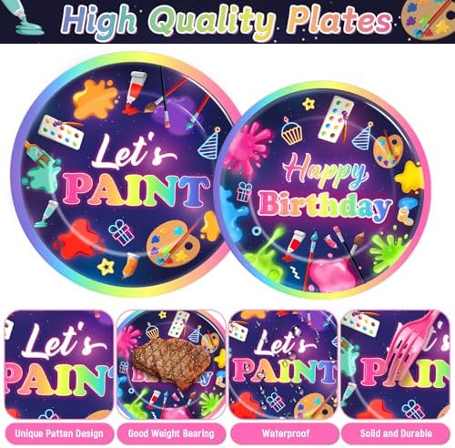 Justforjoyful 96Pcs Neon Paint Party Set for 24 Guests