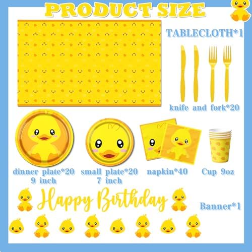 Rubber Duck Party Supplies Set for 20 Guests