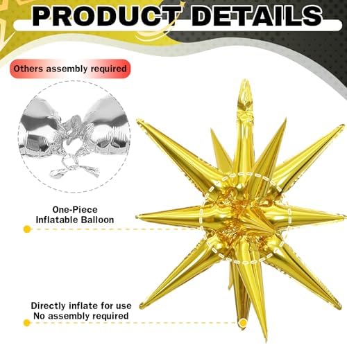 6PCS Black Gold Star Balloons for Party Decorations