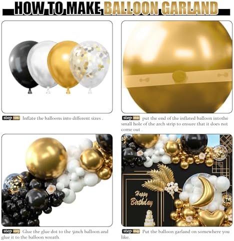 310pcs Black Gold Balloon Arch Kit for Parties