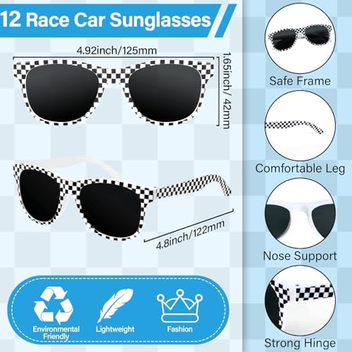 24PCS Race Car Sunglasses Wristbands Party Set