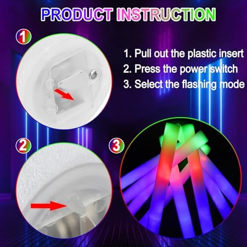 Taotuo 102PCS LED Foam Glow Sticks Party Supplies