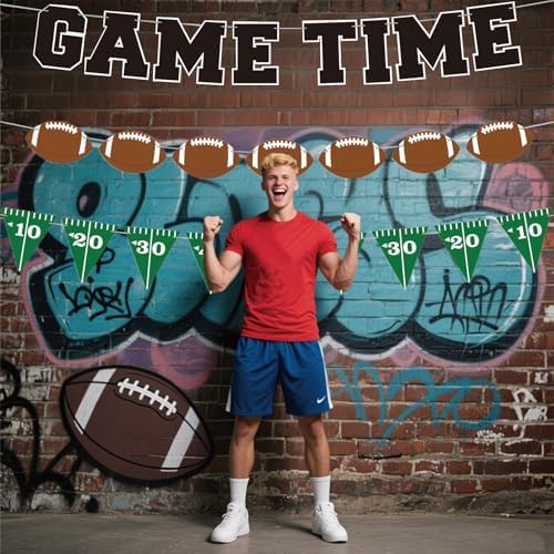 Game Time Football Banner 3Pcs Pre Strung Garland Bunting