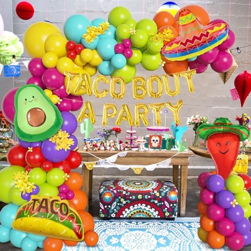 Amandir 169Pcs Mexican Fiesta Balloon Decor Kit