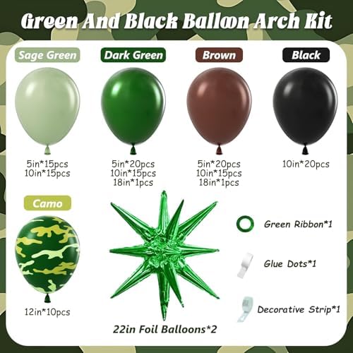137pcs Camo Balloon Arch Kit for Jungle Birthday Decorations