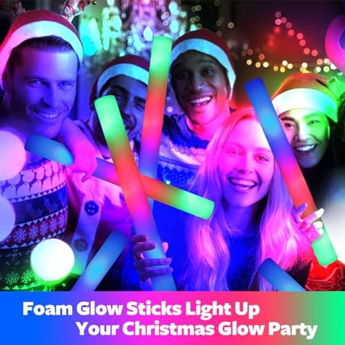 107 PCS LED Foam Glow Sticks with 3 Modes