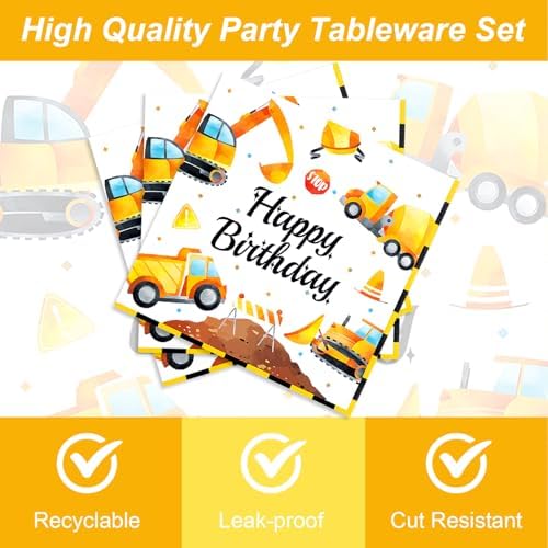 48PCS Construction Party Supplies for Kids