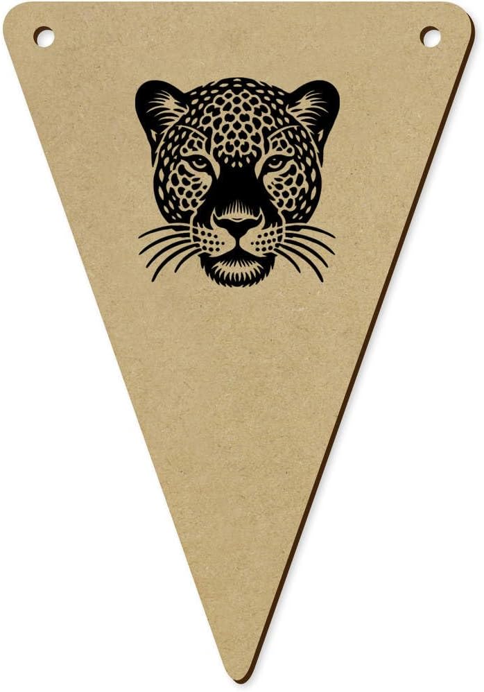 5 x 140mm Leopard Face Wooden Bunting Flags