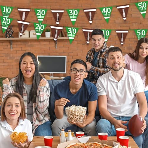 Oigco Football Party Decor Bunting Triangle Flags