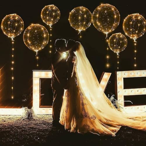 20 Pack LED Balloons with Warm White Lights for Parties