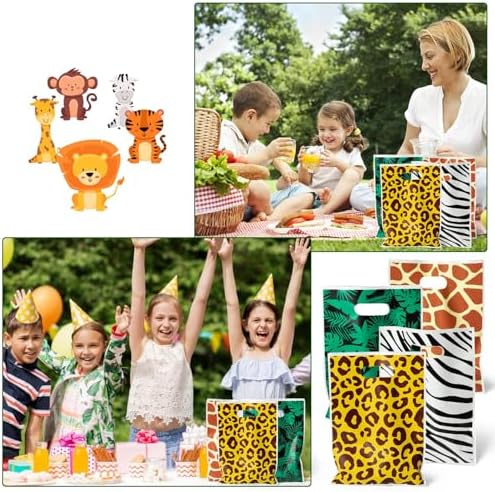 Animal Print Party Favor Bags 60Pcs Summer Jungle Safari Themed Gift Bags