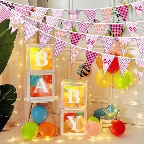 Minnie Themed Birthday Banner for Girls Pink and Gold