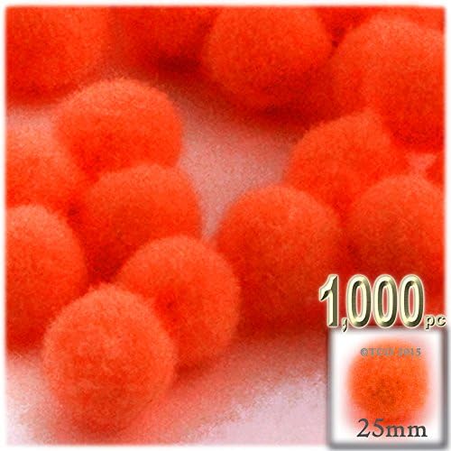 The Crafts Outlet 1000 Piece Red Pom Poms 25mm Round Acrylic