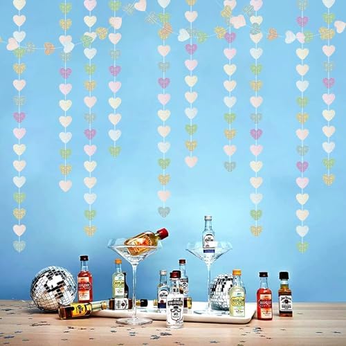 Iridescent Holographic Party Garland - 52ft Glitter Streamers Decor Kit