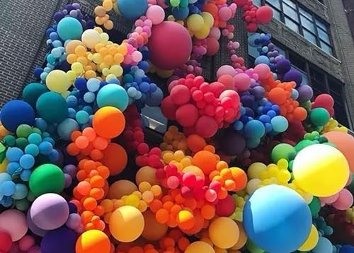 ZOOYOO 12 Inch Navy Blue and Orange Confetti Latex Balloons 50 Pcs