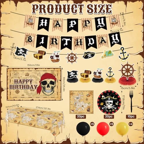 Pirate Party Decorations Set 62Pcs for Boys