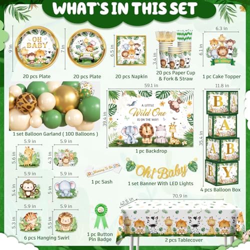 Cocomigo 260PCS Safari Baby Shower Decor Set