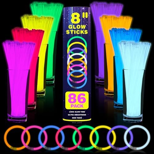 YixangDD 86 PCS Ultra Bright Glow Sticks Party Pack
