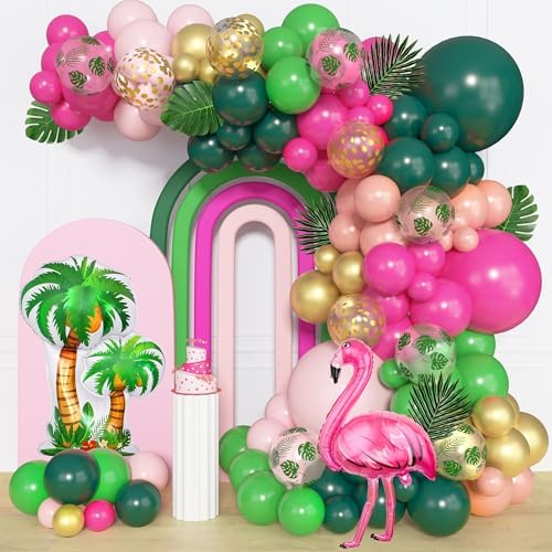 Amandir 165Pcs Flamingo Tropical Balloon Arch Kit