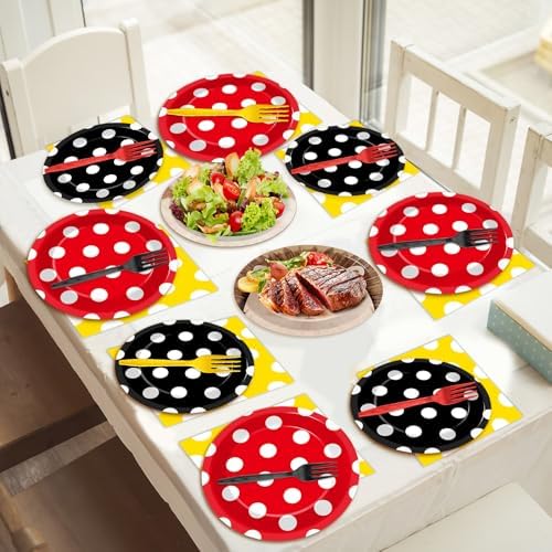 96 Pcs Cartoon Mouse Party Plates and Napkins Set