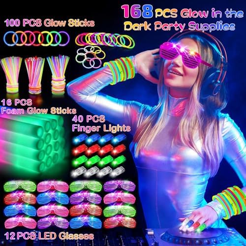 HONLYNE 168 PCS Glow in the Dark Party Supplies