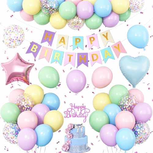 Vibzox Pastel Birthday Balloons Decor Set