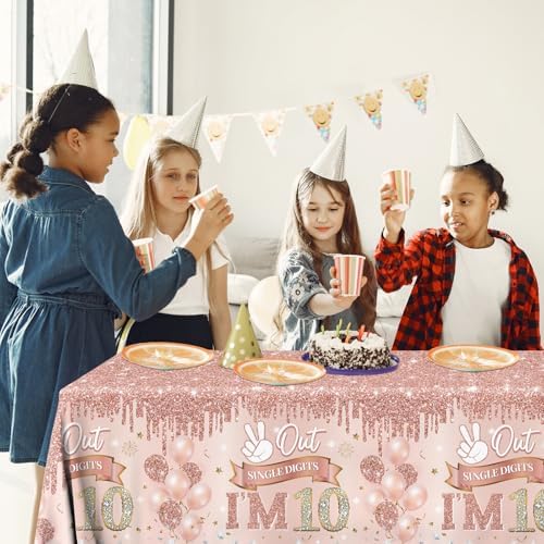 Rose Gold 10th Birthday Tablecloth Set of 3