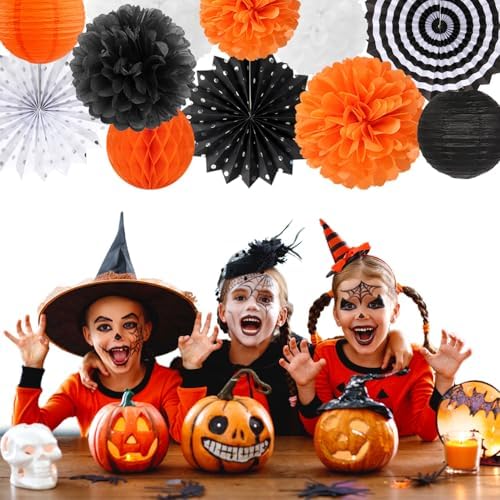 Burgleda Orange Black White Party Decorations Kit 20PCS