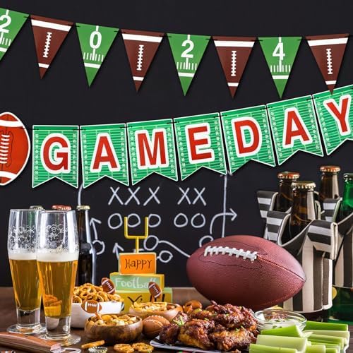 AUGSUN Football Party Decorations 4-Piece Banners with Lanyards