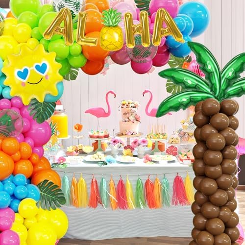 Amandir Tropical Beach Luau Balloon Garland Arch Kit for Summer Birthday Parties