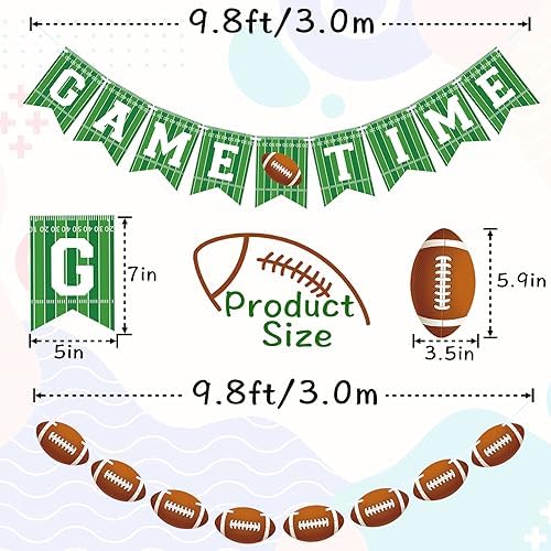 2 Pieces Football Game Day Banner Garland Decor