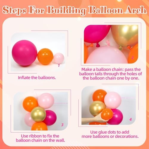 Pink Orange Balloon Arch Kit for Parties