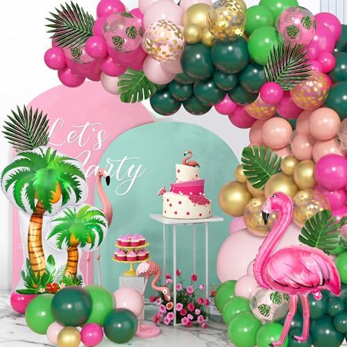Amandir 165Pcs Flamingo Tropical Balloon Arch Kit