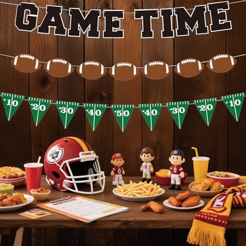 Game Time Football Banner 3Pcs Pre Strung Garland Bunting